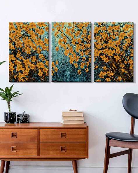 999store Pack of 3 Floral Wall Art Paintings
