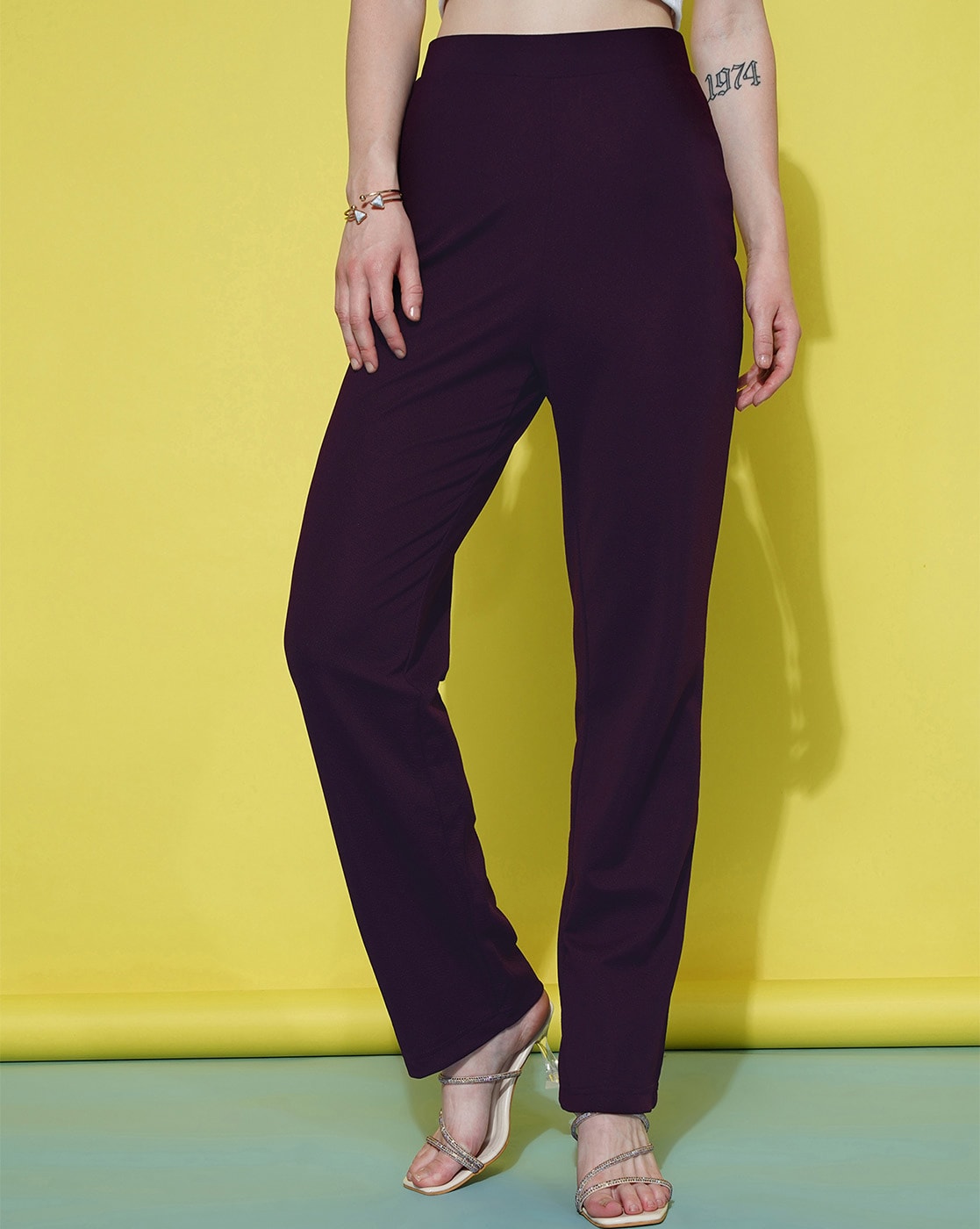 Buy Vero Moda Purple Slim Fit High Rise Pants for Women Online @ Tata CLiQ