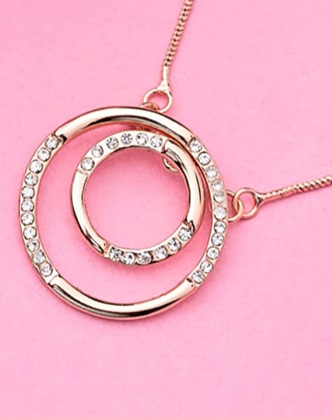 Double Circle Charm Necklace, Gold