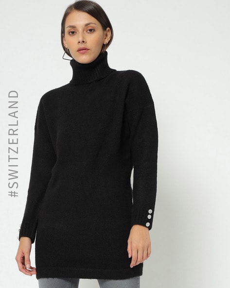 COZY VISCOSE CUT OUT TURTLENECK DRESS - Shop Untitled NYC