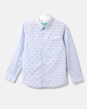 united colors of benetton Geometric Print Shirt with Spread Collar-picture-11