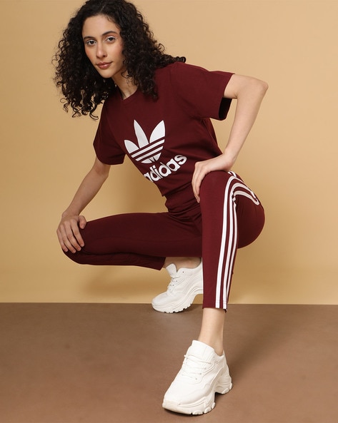 Burgundy adidas leggings and top hotsell