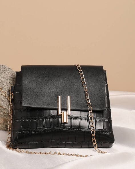 Haute Sauce Croc-Embossed Sling Bag with Detachable Strap