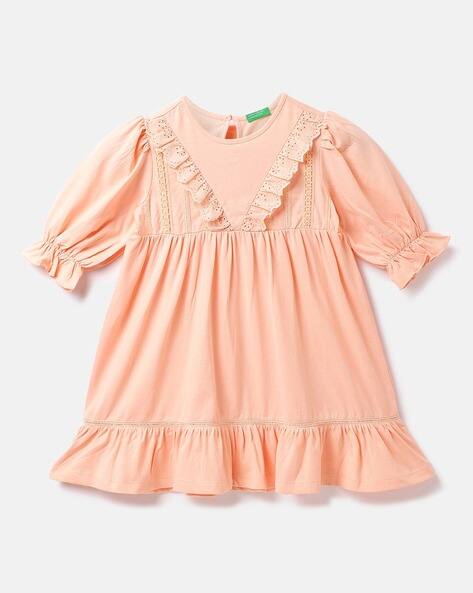 UNITED COLORS OF BENETTON A-Line Dress with Puff Sleeves