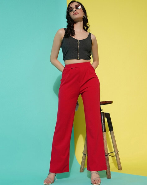 Buy zebaya Girls's Regular Fit Palazzo Trouser Pants (Waist Size 28 to 30).  Black White Striped mid-Rise Parallel Trousers, has a Slip-on Closure, Two  Pockets, Waist tie-up. Online In India At Discounted