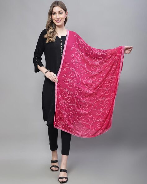 Embroidered Dupatta with Stiched Hem Price in India