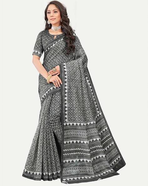 Shop the Hottest Grey Saree with Golden Border Online Now