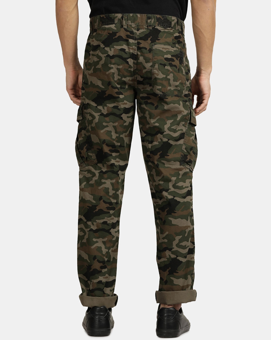 Green military dark Singlecolour cargo trousers  Buy Online  Terranova