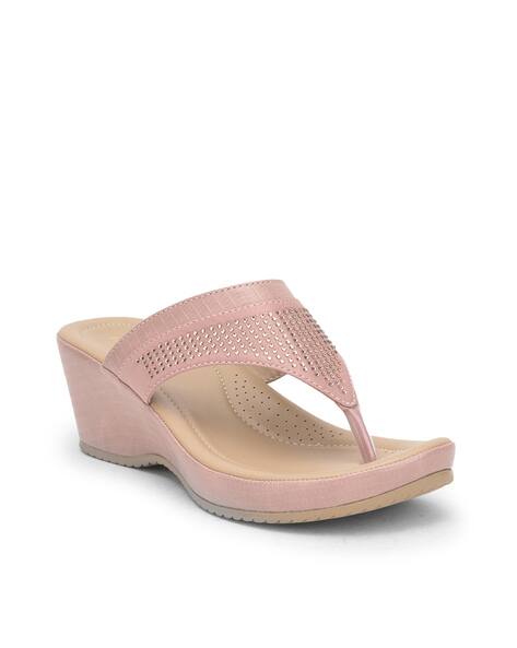 Embellished Thong-Strap Wedges