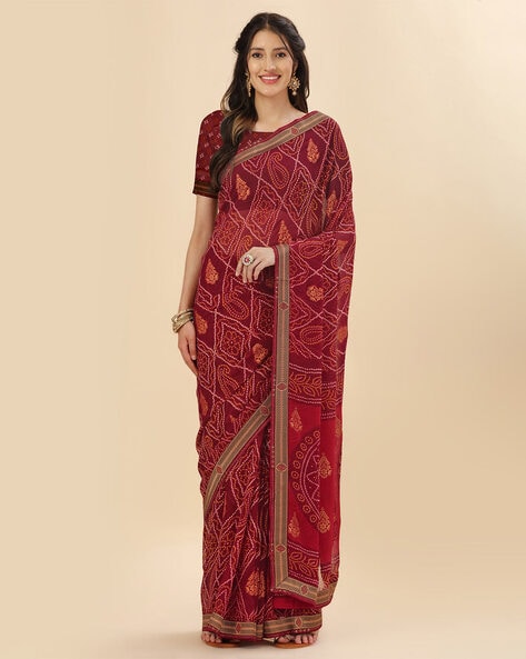 Grey and Maroon color silk sarees with bandhani saree with super mirror  work design -SILK0006714