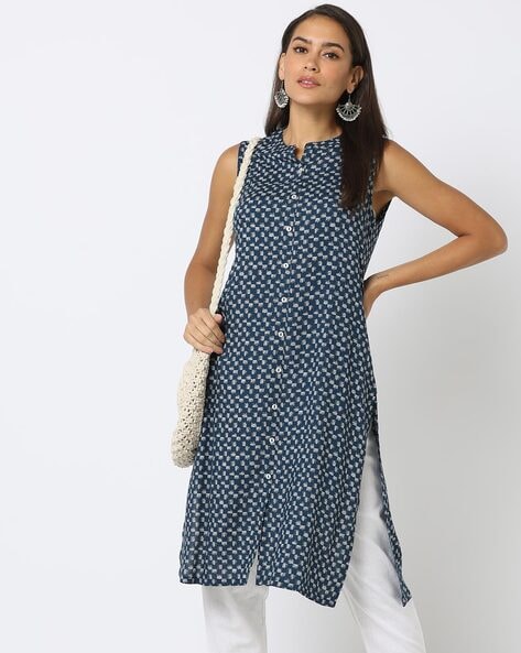 Printed Button-Down Straight Kurta