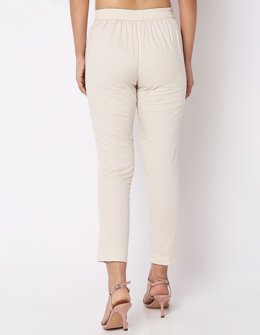Buy Ecru Parallel Pants With Embroidery Hemline Online - Shop for W