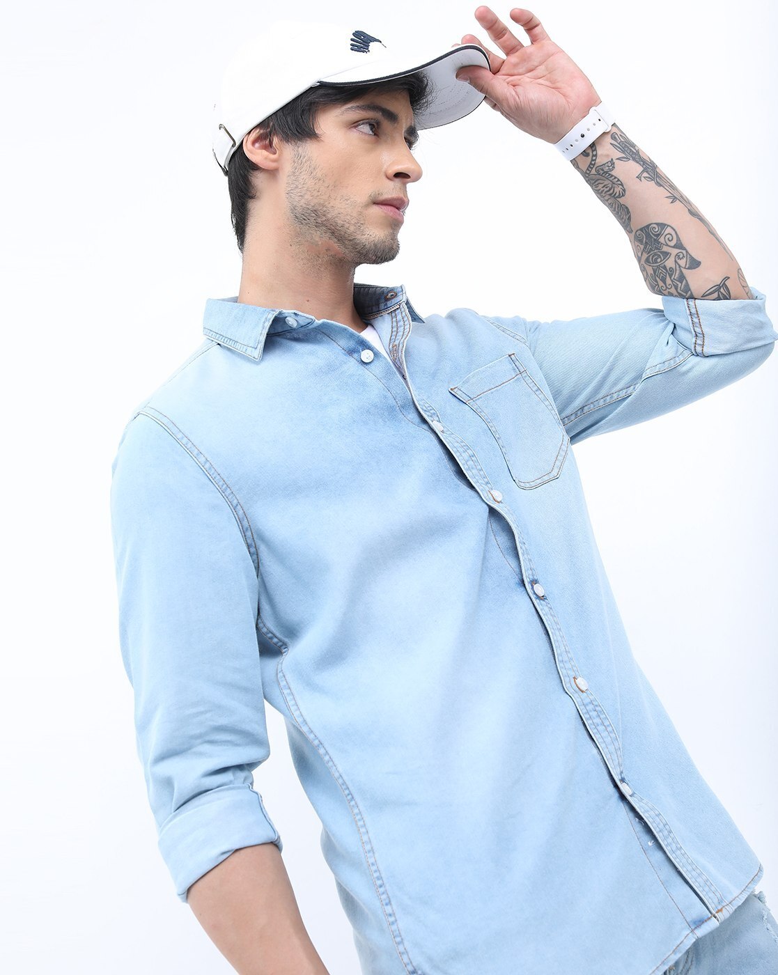 H&M Men's Light Blue Denim Shirt