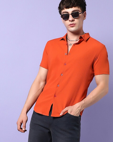 Buy Orange Shirts for Men by Campus Sutra Online