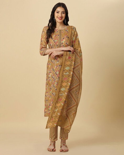 Beautiful Brown Kurta With Pant And Dupatta