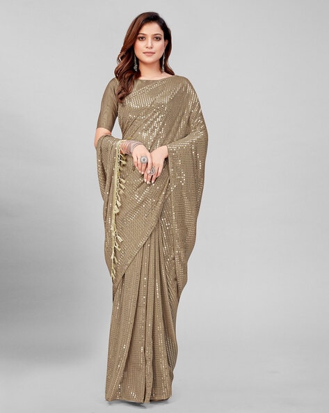 Party Wear Beige Heavy Georgette Sequence Saree, Size: Free at Rs 951/piece  in Surat