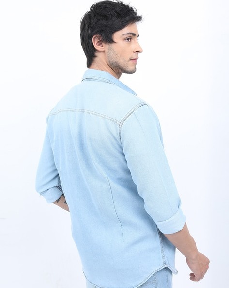 Men Blue Denim Shirts Wholesale Manufacturer & Exporters Textile & Fashion  Leather Clothing Goods with we have provide customization Brand your own