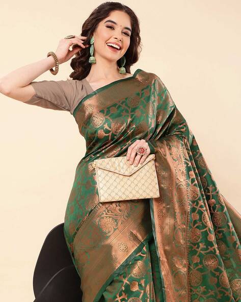 Buy Pisara Green Soft Silk Woven Saree Online at Best Prices in India -  JioMart.