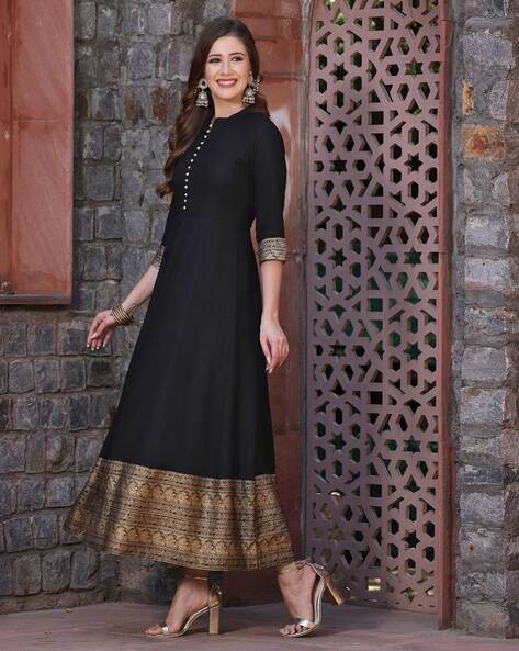 AARTI FASHION Women's Anarkali Kurta top Long Anarkali Kurtis for Women  Indian Style Dress Gown Kurta Set with Dupatta (S, Black) : Amazon.in:  Fashion