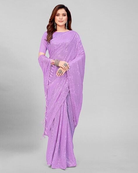 Buy Lavender Georgette Party Wear Sequins Work Saree Online From Wholesale  Salwar.