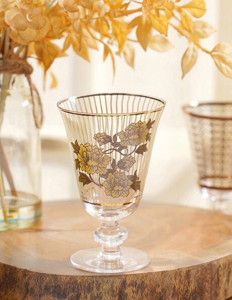 Flower Printed Drinking Glass Set, for Home