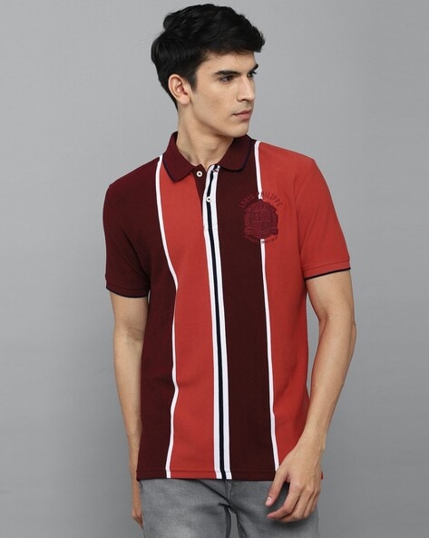 Buy Louis Philippe Men's Striped Regular fit Polo