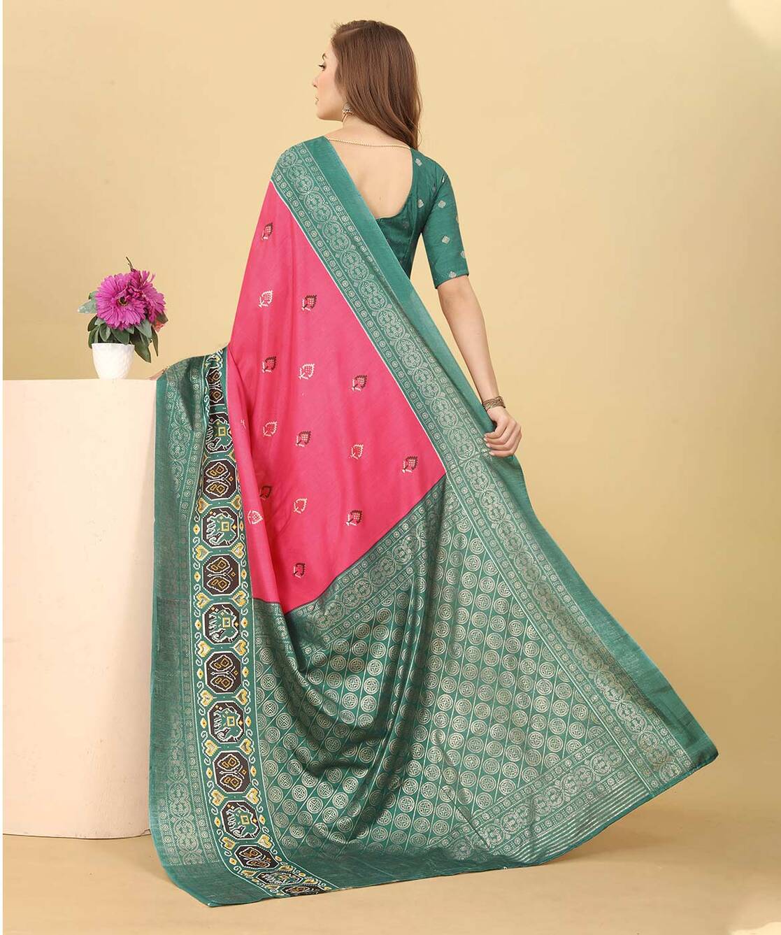 Buy Pink Zari Weaving Silk Saree Online At Zeel Clothing