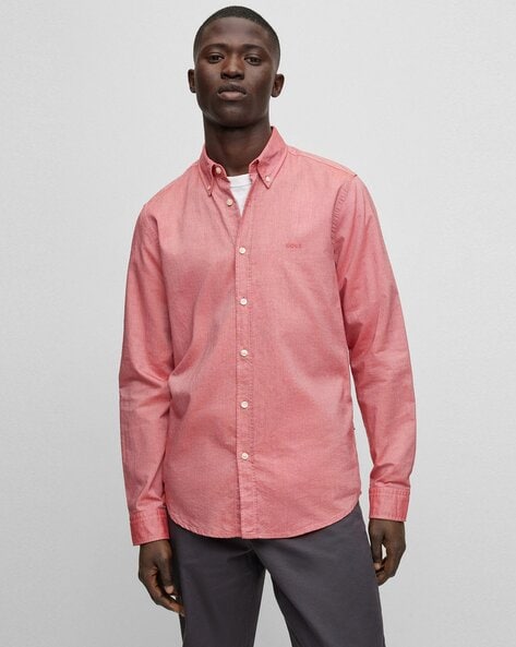 BOSS - Regular-fit shirt in organic-cotton poplin