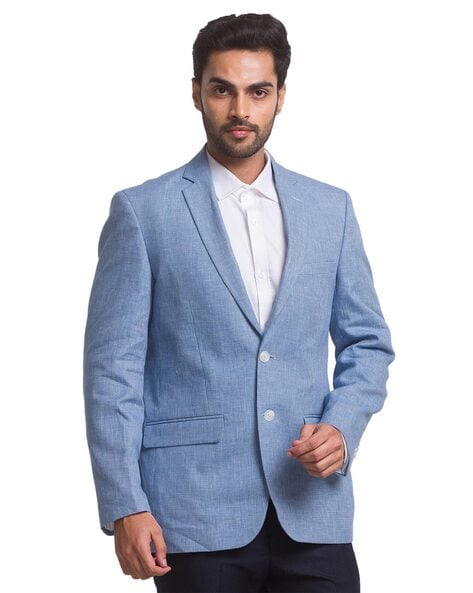 Men's Light Blue Blazer in Holland & Sherry Silk, linen and worsted wool –  Stefano Bemer