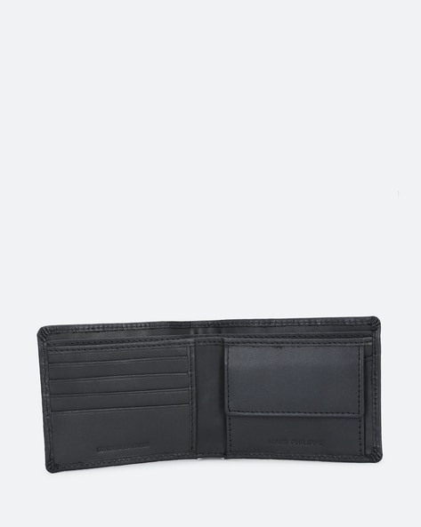 LOUIS PHILIPPE Textured Leather Bi-Fold Wallet For Men (Black, OS)