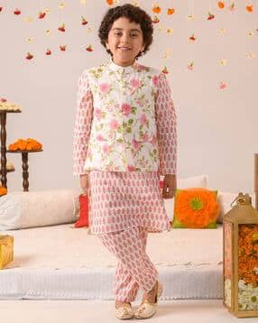 pspeaches Floral Print Kurta with Pyjamas & Jacket-picture-53