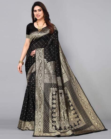 Buy sareya veela Printed Bandhani Silk Blend, Art Silk Black, Grey Sarees  Online @ Best Price In India | Flipkart.com