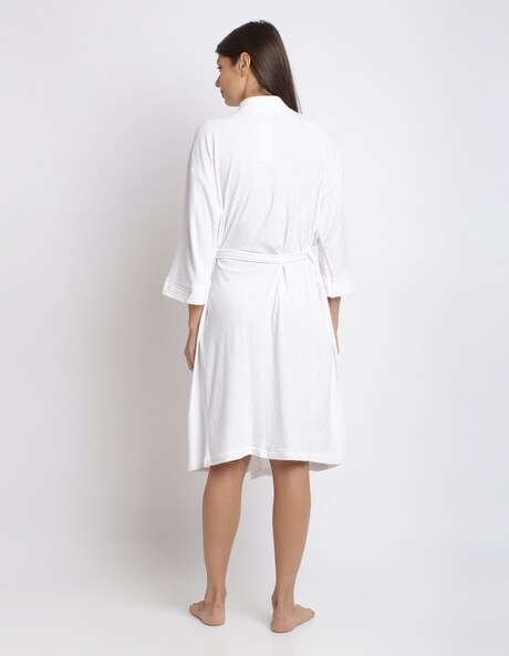 Saskia Embroidered Short Dressing Gown @ TKD Lingerie