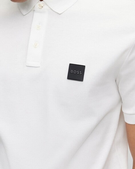 BOSS - Cotton polo shirt with logo badge