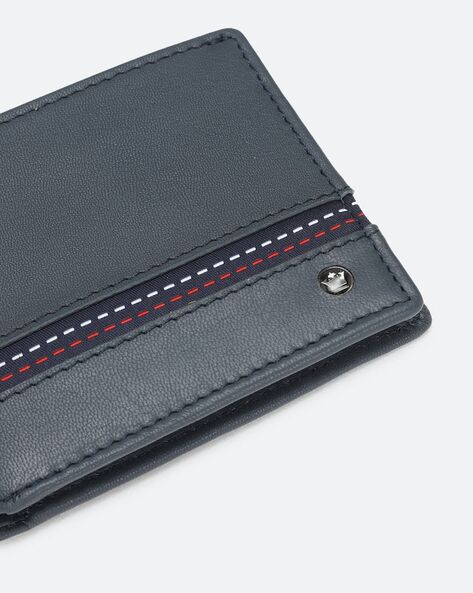 Buy Louis Philippe Men Blue Leather Bi-Fold Wallet Online at Low