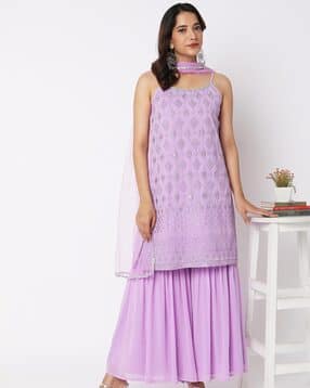 ethnicity Embellished & Embroidered Kurta & Sharara Set-picture-23