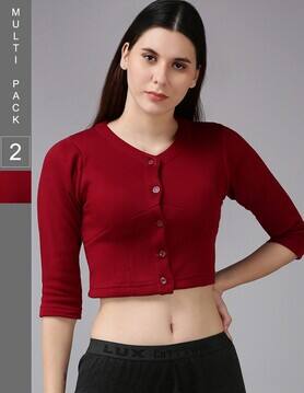 lux cott's wool Pack of 2 V-Neck Thermal Tops-picture-47