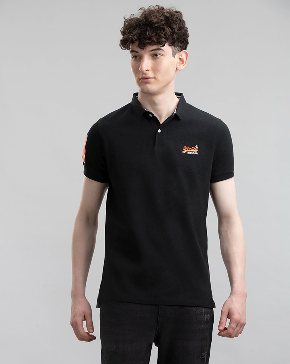 Superdry Classic Pique Polo Shirt in Black Grit Black