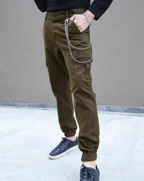 Mid-Rise Loose Fit Trousers with Elasticated Waist