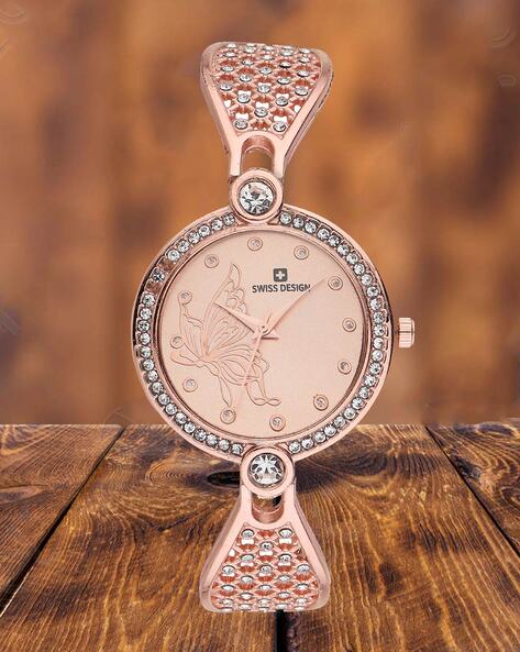 American Diamond Embellished Stylish Chain Bracelet Analog Watch |  EST-PMJ-20 | Cilory.com