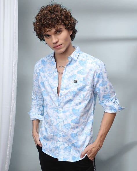 The Indian Garage Co Tropical Print Shirt with Patch Pocket