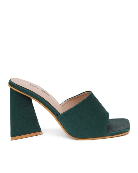 Green chunky heels new arrivals