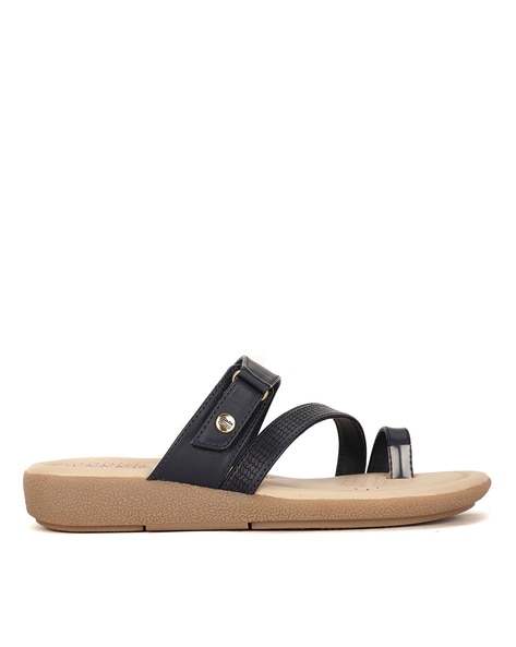 Navy leather sandals online ladies