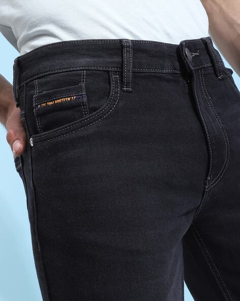 Washed Mid-Rise Slim Fit Jeans