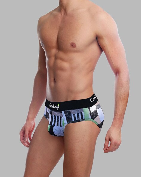 Printed Briefs with Elasticated Waistband