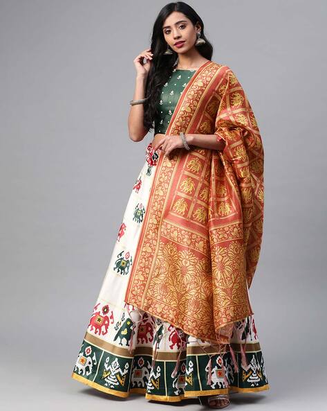 Buy Pink N Brown Colored Foil Printed Semi Stitched Lehenga With Choli N  Dupatta Party Wear Online at Best Price | Cbazaar