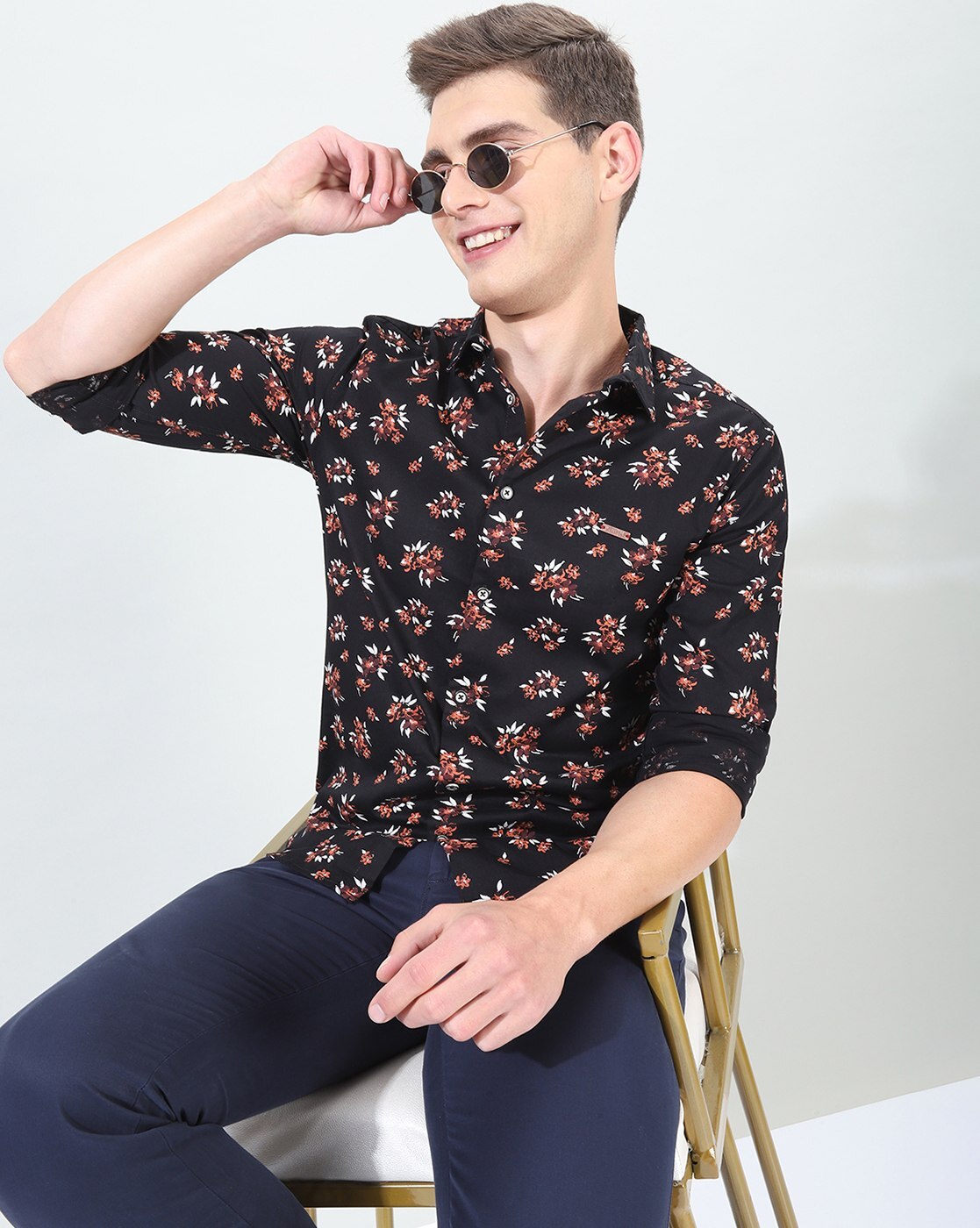 Black Red Floral Dress Shirt | Luxury Men's Dress Shirt | Au Noir