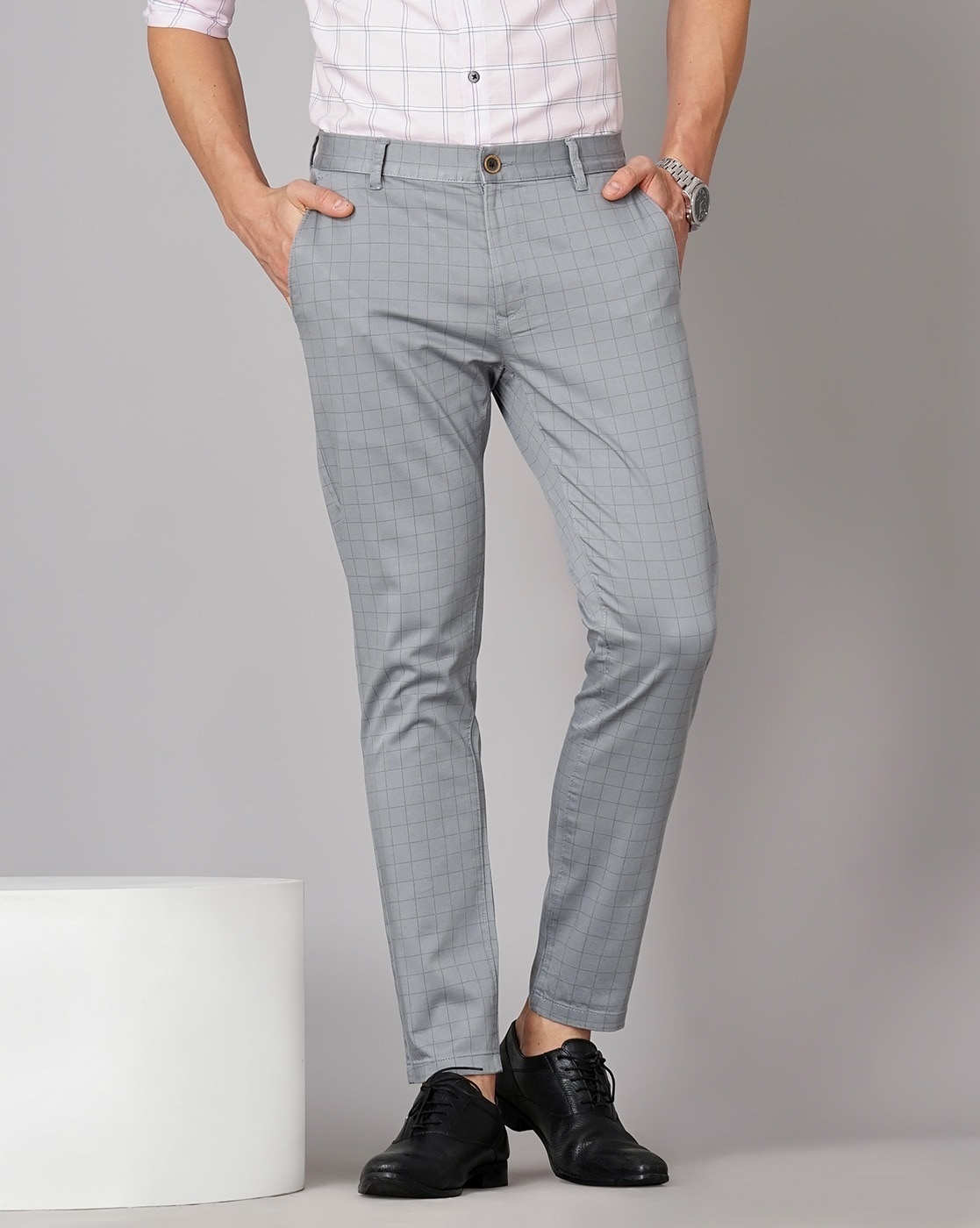 Buy Light Grey Stretch Cotton Chinos For Men Online In India