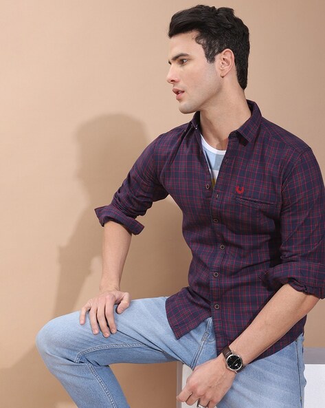 Indian Male Model In Purple Check Shirt And Blue Jeans Stock Photo, Picture  and Royalty Free Image. Image 85447696.