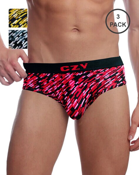 Printed Briefs with Elasticated Waistband